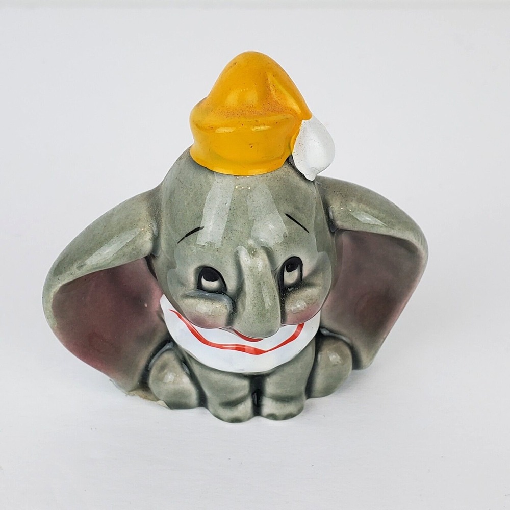 Vintage Disney Japan Baby Dumbo Circus Elephant Porcelain Figurine Yellow Hat